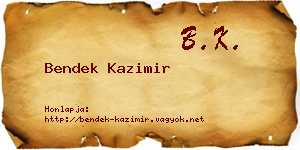 Bendek Kazimir névjegykártya